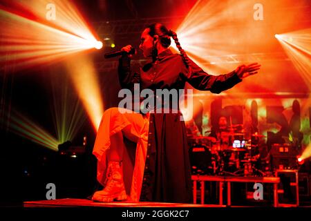 Cremona Italien 29. August 2021 die ukrainische Heavy-Metal-Band Jinjer spielt Live-Konzert im Luppolo Rock - Tatiana Shmayluk © Andrea Ripamonti / Alamy Stockfoto