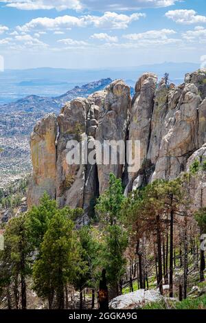 Catalina Grainit-Aufschluss, Mt. Lemmon, Santa Catalina Mountains, in der Nähe von Tucson, Süd-Arizona Stockfoto