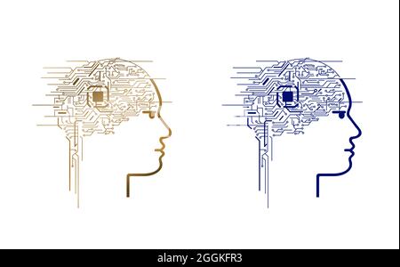 Künstliche Intelligenz AI-Symbol auf weißem Hintergrund isoliert Logo. Abstraktes Konzept 3d-Illustration. Stockfoto