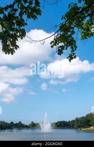 Deutschland, Mecklenburg-Vorpommern, Stralsund, Brunnen in Knieperteich, Hansestadt Stralsund Stockfoto