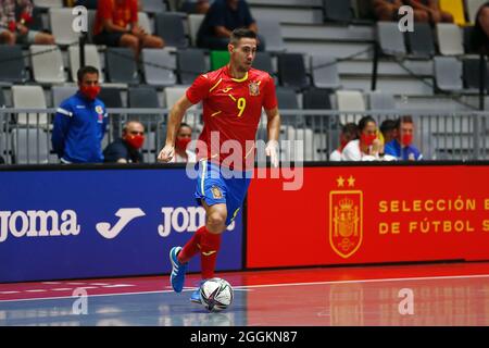 Jaen, Spanien. August 2021. Bebe (ESP) Futsal : Hallenfußballturnier Andalucia Region Europea del Deporte Spiel zwischen Spanien 2-0 Japan im Palacio de Deportes Olivo Arena in Jaen, Spanien . Quelle: Mutsu Kawamori/AFLO/Alamy Live News Stockfoto