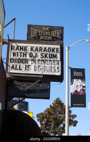 Markierungsschild am Viper Room auf dem Sunset Strip in Los Angeles, CA Stockfoto