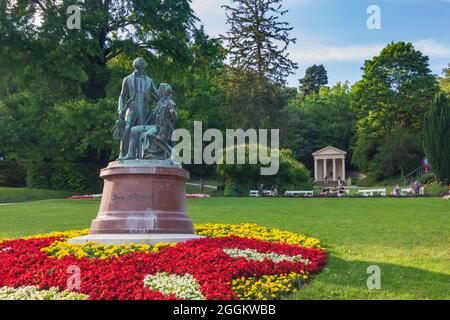 Baden bei Wien, Kurpark, Lanner-Strauß-Denkmal im Wienerwald, Niederösterreich / Niederösterreich, Österreich Stockfoto