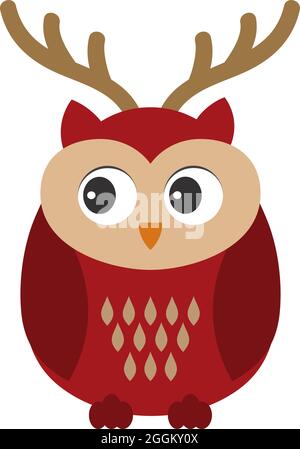 Niedliche Weihnachtseule Trägt Hirschangler Stock Vektor