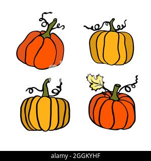 Herbstpummkin-Ilustrationsset für halloween-Zeit Stock Vektor
