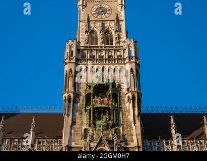 Glockenspiel, Neues Rathaus, München, Bayern, Deutschland, Europa Stockfoto