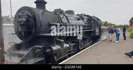 Dampflokomotive und pullman Carraiges, Kiddetrminster 29, 08,2021. Kidderminster nach Bridgenorth, Severn Valley Railway, England, Großbritannien, The Explorer Stockfoto