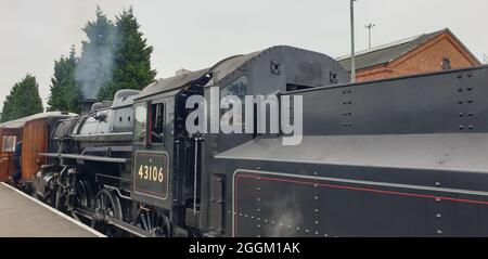 Dampflokomotive und pullman Carraiges, Kiddetrminster 29, 08,2021. Kidderminster nach Bridgenorth, Severn Valley Railway, England, Großbritannien, The Explorer Stockfoto