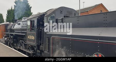 Dampflokomotive und pullman Carraiges, Kiddetrminster 29, 08,2021. Kidderminster nach Bridgenorth, Severn Valley Railway, England, Großbritannien, The Explorer Stockfoto