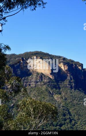 Ein Blick in die Blue Mountains von der Golden Stairway in Katoomba Stockfoto