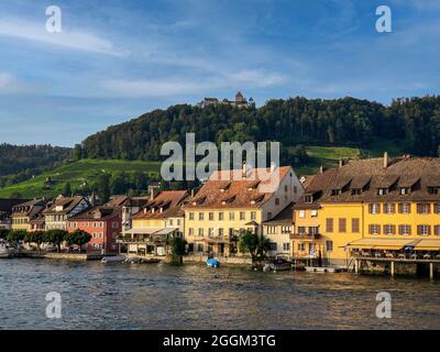 Stein am Rhein, Rhein, Stadt, Flussufer, Schweiz Stockfoto