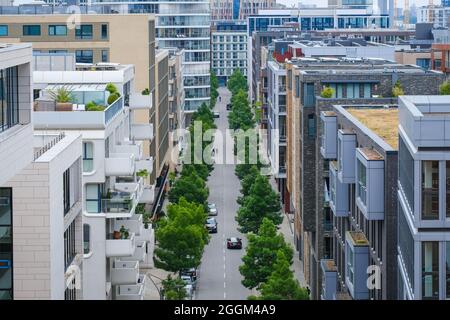 Hamburg, Deutschland - HafenCity, moderne Wohngebäude. Stockfoto