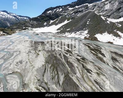 Luftaufnahme, Bächlital im Grimselgebiet Stockfoto