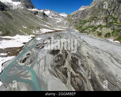 Luftaufnahme, Bächlital im Grimselgebiet Stockfoto