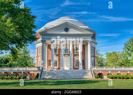 Die von Thomas Jefferson an der University of Virginia in Charlottesville entworfene Rotunde. Stockfoto