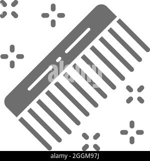 Haarkamm, Friseurbürste, Friseur-Tool grau Symbol. Stock Vektor