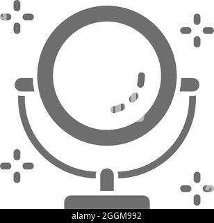 Graues Symbol für runden Schminkspiegel. Isoliert auf weißem Hintergrund Stock Vektor