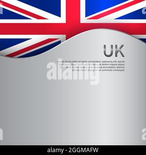 Britische Flagge auf metallischem Hintergrund. UK-Flaggen-Muster im Schnitt-Papier-Stil. Nationales Plakat des vereinigten Königreichs. Großbritannien Staat patriotisch Stock Vektor