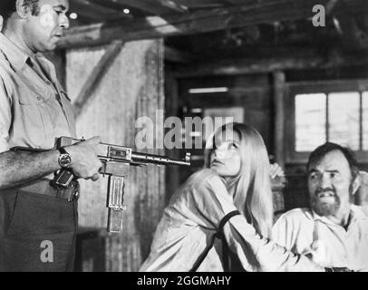 Jean Topart, Jill Ireland, James Mason, Dreharbeiten zum französisch-italienischen Film, 'Cold Sweat', Originaltitel: 'De la Part des Copains', Emerson, 1970 Stockfoto