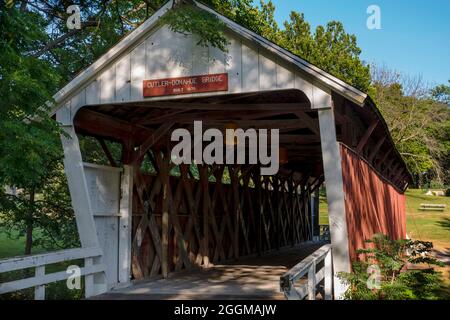 Cutler-Donahoe Bridge; Foto der Brücken von Madison County, Winterset, Iowa, USA. Stockfoto