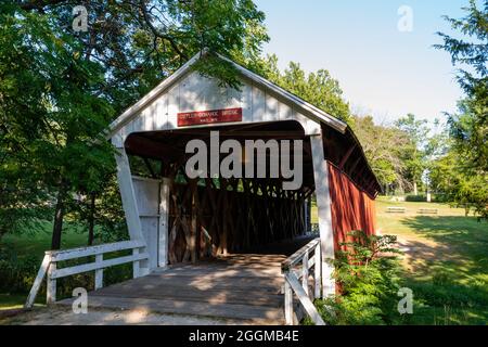 Cutler-Donahoe Bridge; Foto der Brücken von Madison County, Winterset, Iowa, USA. Stockfoto