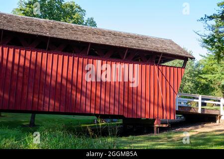 Cutler-Donahoe Bridge; Foto der Brücken von Madison County, Winterset, Iowa, USA. Stockfoto