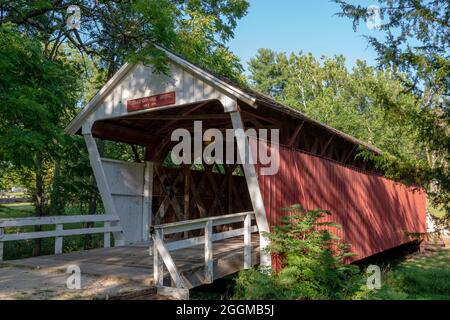 Cutler-Donahoe Bridge; Foto der Brücken von Madison County, Winterset, Iowa, USA. Stockfoto