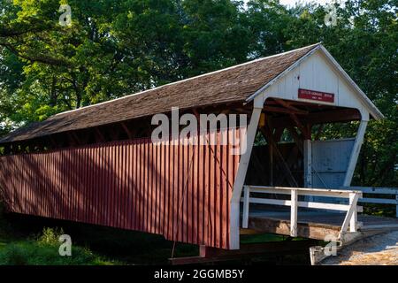 Cutler-Donahoe Bridge; Foto der Brücken von Madison County, Winterset, Iowa, USA. Stockfoto