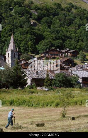 FRANKREICH. SAVOIE (73) FRANZÖSISCHE ALPEN. HAUTE MAURIENNE VALLEY. DORF BONNEVAL-SUR-ARC Stockfoto