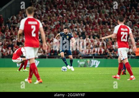 Kopenhagen, Dänemark. September 2021. Grant Hanley (5) aus Schottland, gesehen während der UEFA-WM-Qualifikation zwischen Dänemark und Schottland im Park in Kopenhagen. (Foto: Gonzales Photo/Alamy Live News Stockfoto