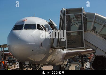 FRANKREICH. VAL D'OISE (95) FLUGHAFEN ROISSY CDG 2. AIRBUS EIN 319-FLUGZEUG VON EASY LOW COAST COMPANY Stockfoto