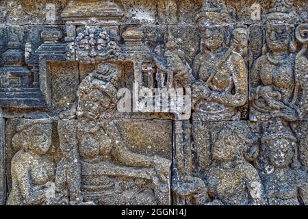 Wandrelief, Borobudur Stockfoto