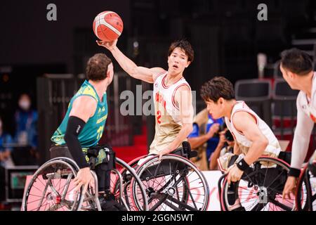 TOKIO, JAPAN. 1. Sep, 2021. Während der Männer-Rollstuhlbabball - Japan vs. Australien - Tokyo 2020 Paralympischen Spiele in der Ariake Arena am Mittwoch, 01. September 2021 in TOKIO, JAPAN. Kredit: Taka G Wu/Alamy Live Nachrichten Stockfoto