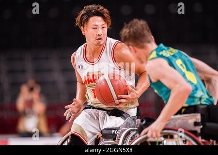 TOKIO, JAPAN. 1. Sep, 2021. Während der Männer-Rollstuhlbabball - Japan vs. Australien - Tokyo 2020 Paralympischen Spiele in der Ariake Arena am Mittwoch, 01. September 2021 in TOKIO, JAPAN. Kredit: Taka G Wu/Alamy Live Nachrichten Stockfoto