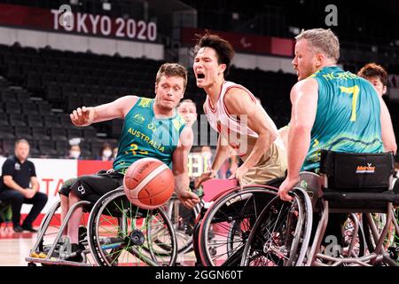 TOKIO, JAPAN. 1. Sep, 2021. Während der Männer-Rollstuhlbabball - Japan vs. Australien - Tokyo 2020 Paralympischen Spiele in der Ariake Arena am Mittwoch, 01. September 2021 in TOKIO, JAPAN. Kredit: Taka G Wu/Alamy Live Nachrichten Stockfoto