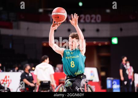 TOKIO, JAPAN. 1. Sep, 2021. Während der Männer-Rollstuhlbabball - Japan vs. Australien - Tokyo 2020 Paralympischen Spiele in der Ariake Arena am Mittwoch, 01. September 2021 in TOKIO, JAPAN. Kredit: Taka G Wu/Alamy Live Nachrichten Stockfoto