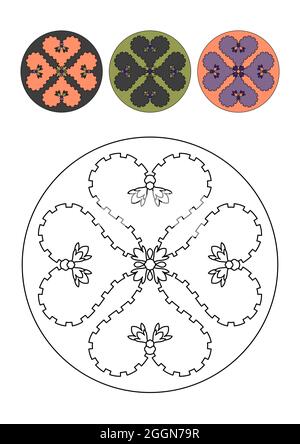 Mandala für Kinder mit Herzformen. Vektorgrafik. Stock Vektor