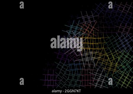 Farbenfrohe Skizze auf schwarzem Hintergrund. Modernes Linienkonzept. Dunkle abstrakte Illustration Stock Vektor