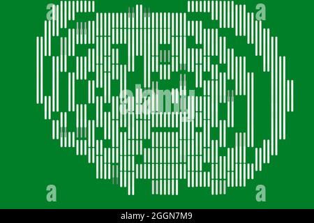 Abstraktes Element auf grünem Hintergrund. Geometrie der weißen Streifen. Digitale 2D-Darstellung. Stock Vektor