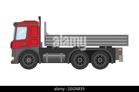 Tieflader auf weißem Hintergrund. Vektor-isolierte Illustration. Symbol des Lieferwagens. Vektorgrafik. Stock Vektor