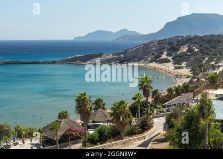 Paradise Beach - ein beliebter Sandstrand in Kefalos, Kos, Dodekanes, Griechenland Stockfoto