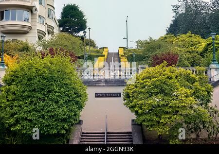 Blick auf die Lyon Street Steps, San Francisco, Kalifornien, USA Stockfoto