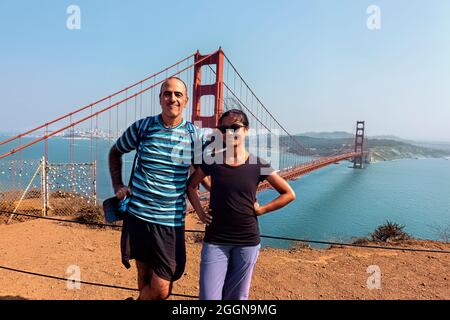 Genießen Sie die Golden Gate Bridge, San Francisco, Kalifornien, USA Stockfoto