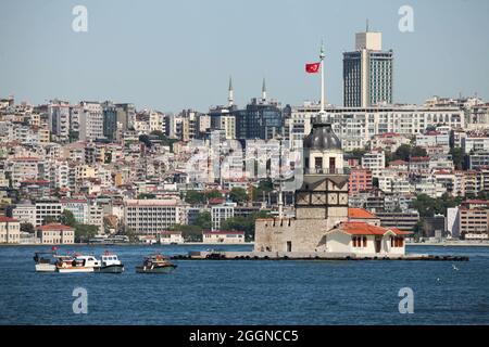 Jungfrauen Turm im Bosporus, Stadt Istanbul, Türkei Stockfoto