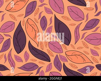 Herbst Blätter nahtloses Muster. Herabfallende Blätter. Design zum Einwickeln von Papier, Druck, Stoff und Druck. Vektorgrafik Stock Vektor