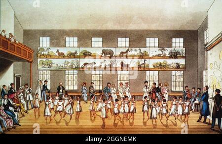 Tanzstunde in der Robert Owen's Foundation New Lanark. Museum: PRIVATE SAMMLUNG. Autor: ANONYM. Stockfoto