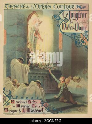 Premierenplakat zur Oper Le jongleur de Notre-Dame von Jules Massenet. Museum: PRIVATE SAMMLUNG. Autor: Georges Antoine Rochegrosse. Stockfoto