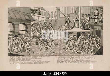 Die Massaker vom September 1792. Der Tod von Princesse de Lamballe. MUSEUM: BIBLIOTHEQUE NATIONALE DE FRANCE. Autor: ANONYM. Stockfoto
