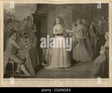 Der Prozess gegen Marie Antoinette, Königin von Frankreich, 14. Oktober 1793. MUSEUM: BIBLIOTHEQUE NATIONALE DE FRANCE. Autor: DOMENICO PELLEGRINI. Stockfoto