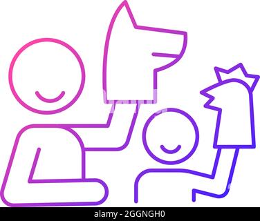 Spielen mit Marionetten Gradient lineare Vektor-Symbol Stock Vektor
